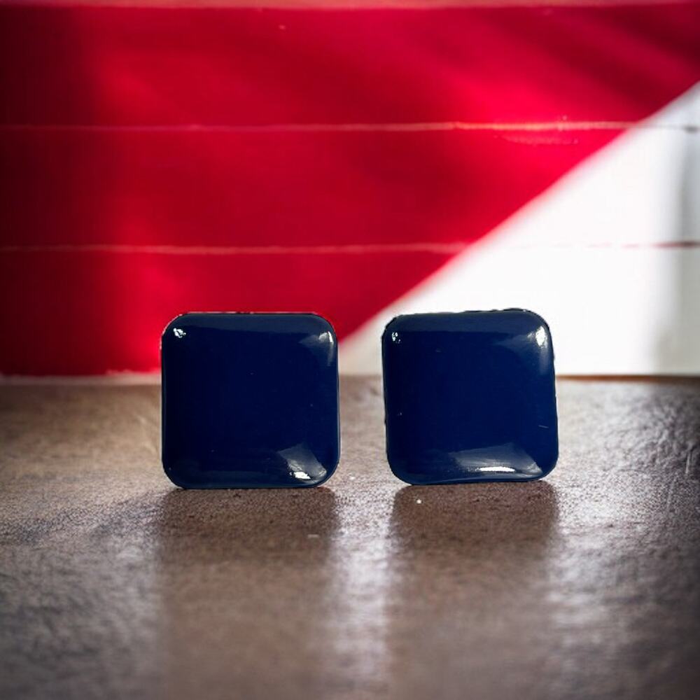 Vintage Blue Square Earrings